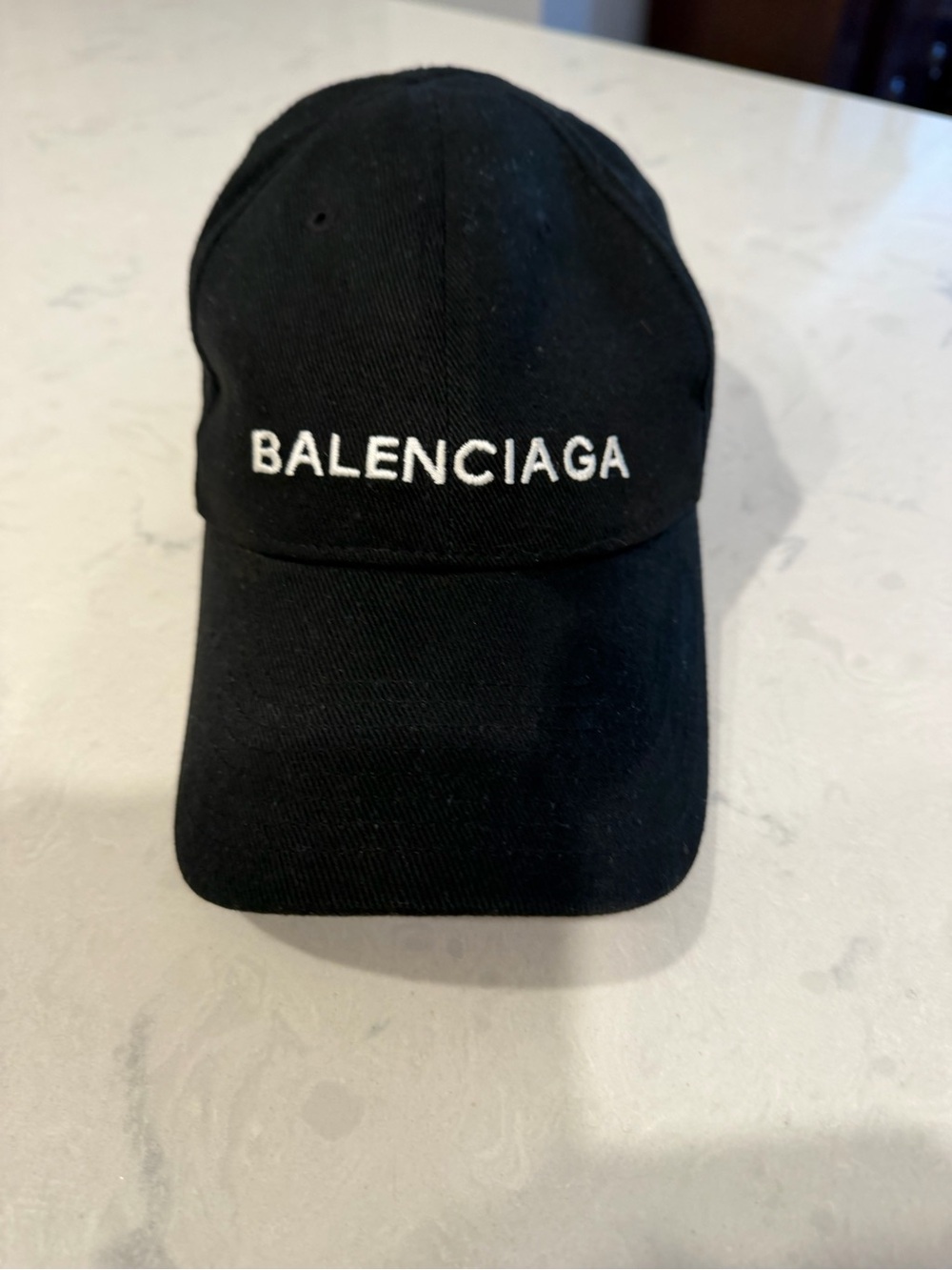 Balenciaga Black Baseball Cap with White Logo Embroidery